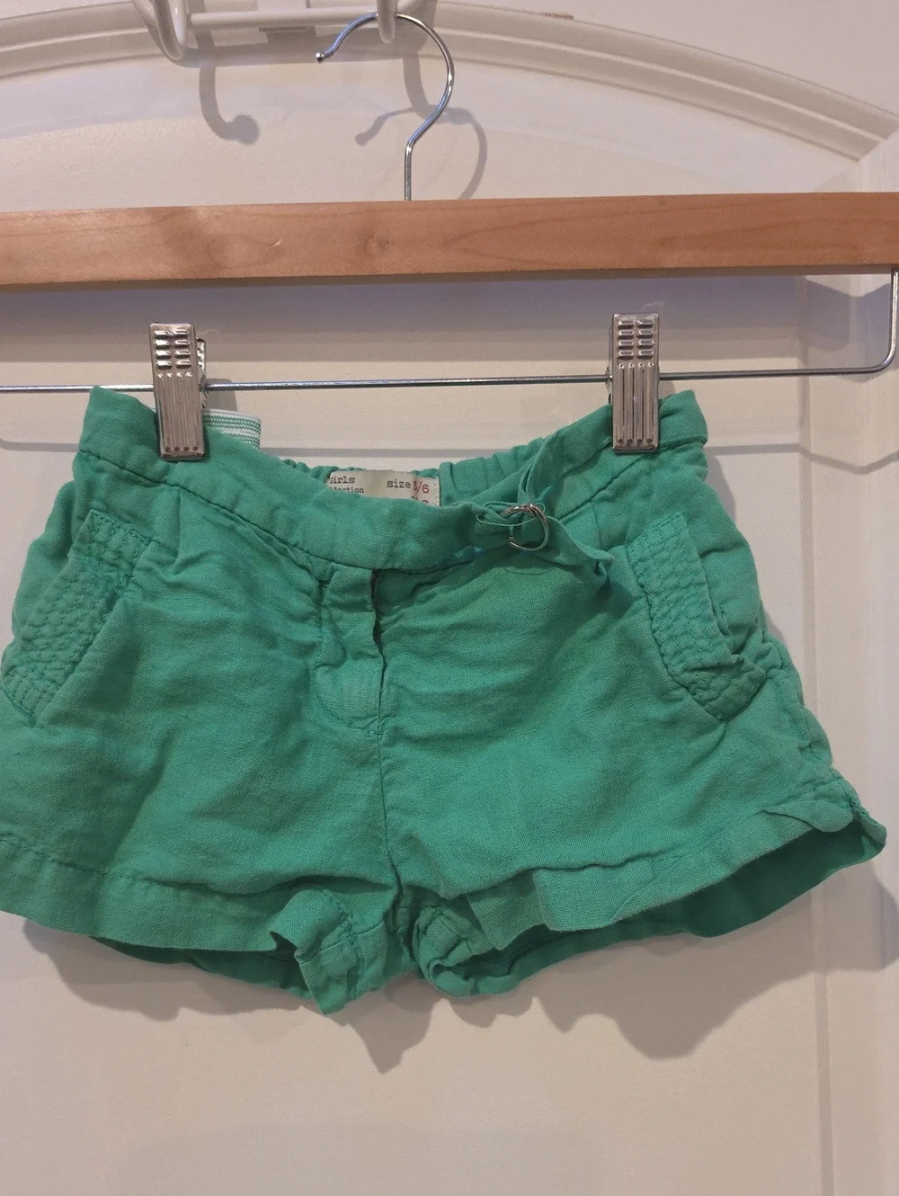 Zara Green Girls' Shorts with Front Pockets